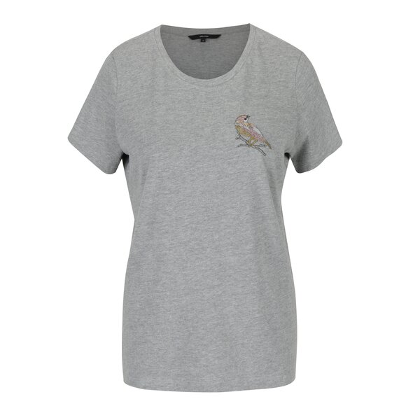 Tricou gri cu broderie VERO MODA Clara
