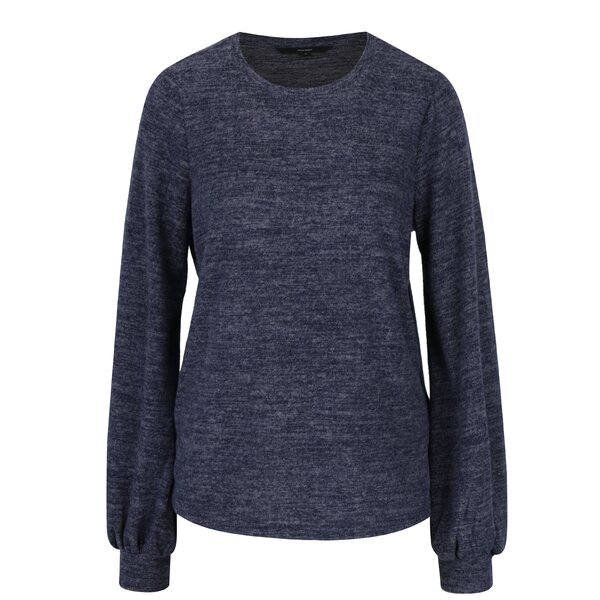 Pulover albastru inchis melanj cu maneci balon VERO MODA Thea