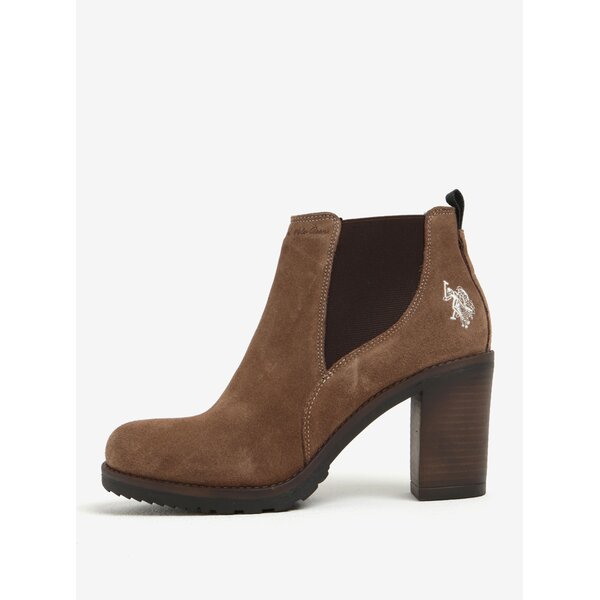 Ghete maro din piele cu toc U.S. Polo Assn.