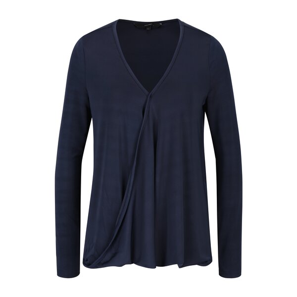 Bluza albastru inchis cu decolteu suprapus VERO MODA Jennie