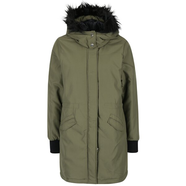 Geaca parka verde cu blana artificiala Noisy May Karma