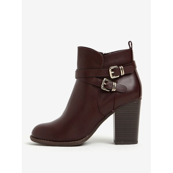 Ghete bordo cu catarame si toc Dorothy Perkins