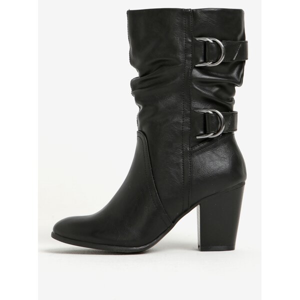 Cizme negre cu catarame si toc Dorothy Perkins