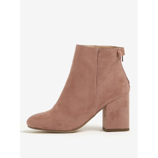 Botine roz prafuit cu toc masiv Dorothy Perkins