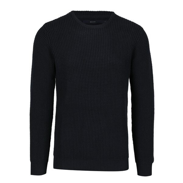 Pulover albastru inchis cu decolteu rotund SUIT Condor