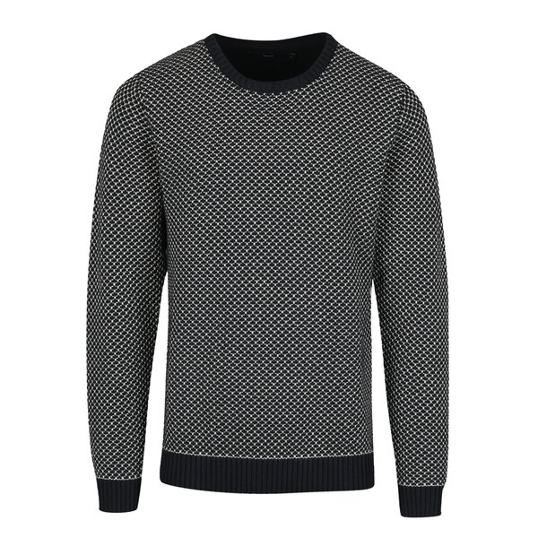 Pulover albastru inchis&crem cu model geometric SUIT Ingolf