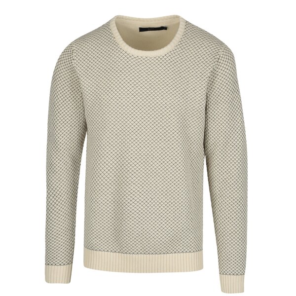 Pulover crem&gri cu model geometric SUIT Ingolf