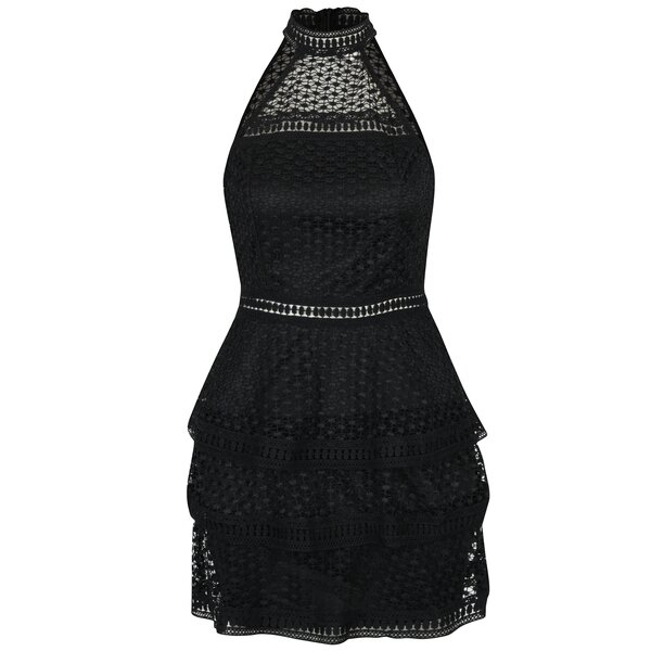 Rochie neagra din broderie cu volane si umerii goi AX Paris