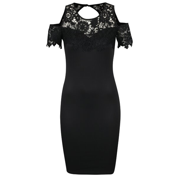 Rochie neagra cu dantela si decupaj pe umeri AX Paris