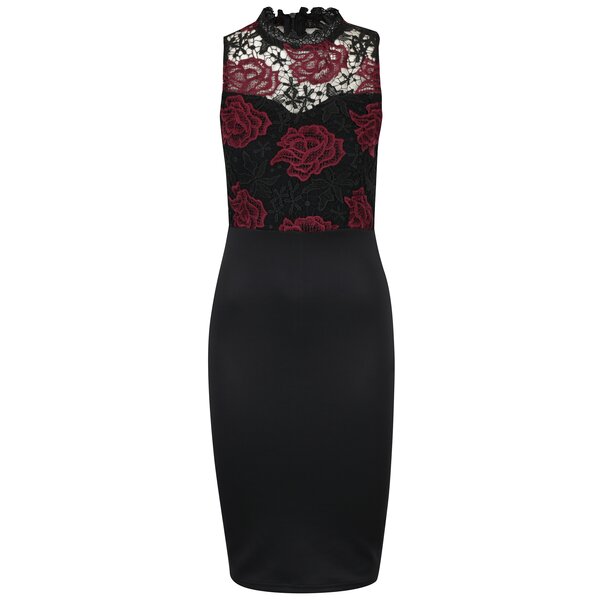 Rochie neagra cu aplicatie de dantela AX Paris
