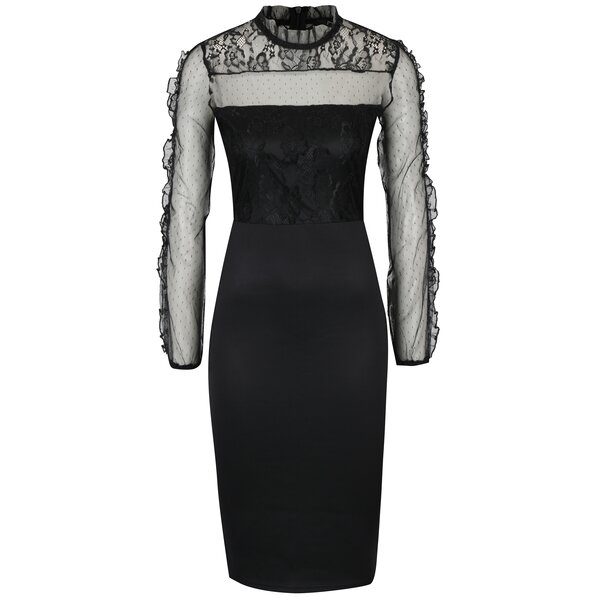 Rochie neagra din tul si dantela AX Paris