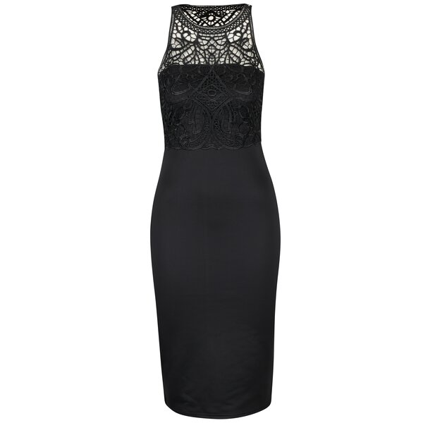 Rochie neagra dreapta cu broderie AX Paris