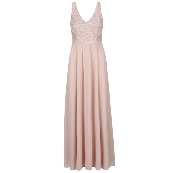 Rochie maxi roz pal cu broderie Ax Paris