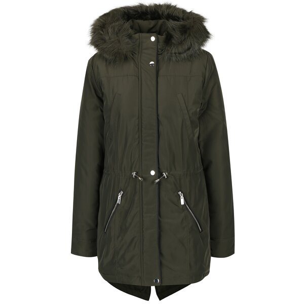 Geaca parka kaki cu blana artificiala Dorothy Perkins