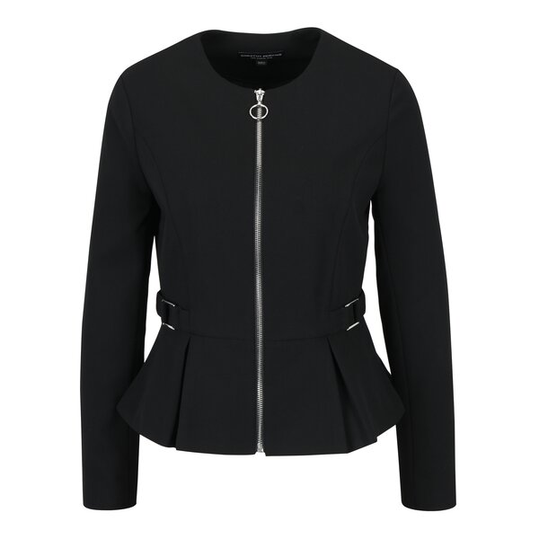 Sacou peplum negru cu fermoar argintiu - Dorothy Perkins