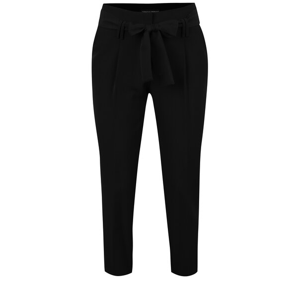 Pantaloni negri cu talie inalta si funda decorativa detasabila - Dorothy Perkins