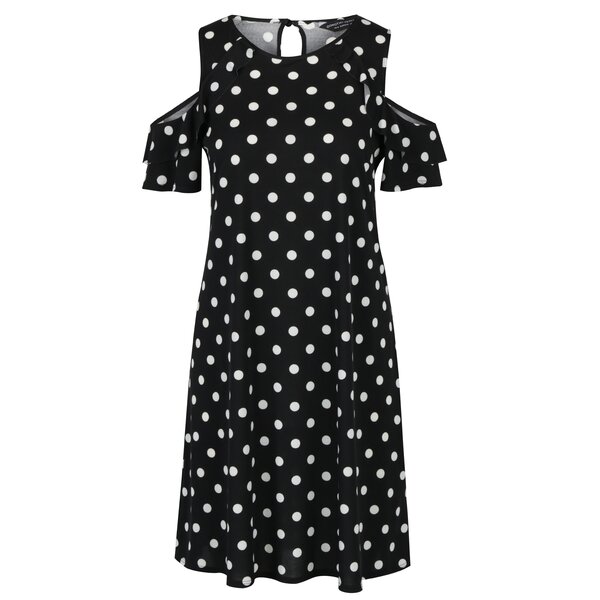 Rochie negru&crem cu buline si umeri expusi Dorothy Perkins