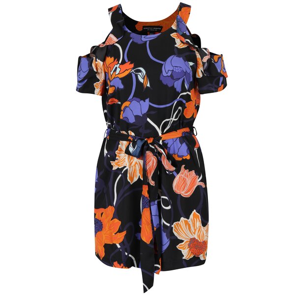 Bluza lunga neagra cu model floral si umeri expusi Dorothy Perkins