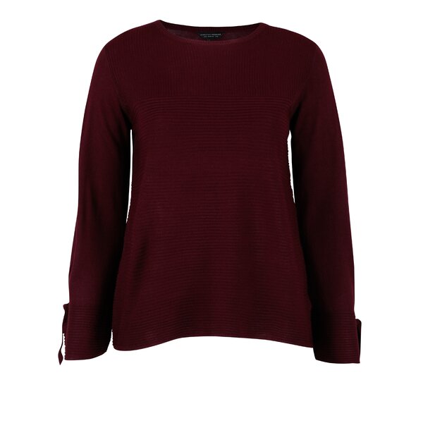 Pulover bordo cu maneci largi si dungi in relief Dorothy Perkins Curve