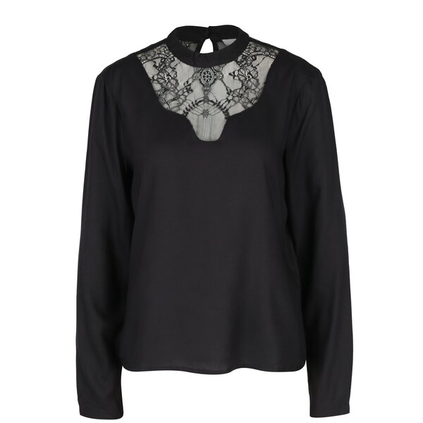 Bluza neagra cu aplicatie de dantela VILA Agnia