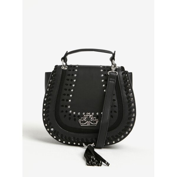 Geanta crossbody neagra cu perforatii si tinte Fornarina Jasmine