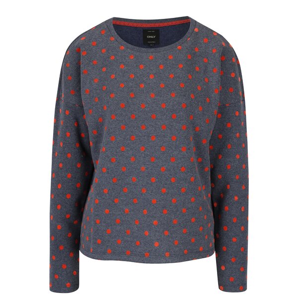 Pulover gri - albastru & rosu ONLY Dot