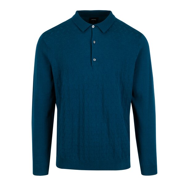 Pulover albastru cu guler si model discret pentru barbati - Burton Menswear London