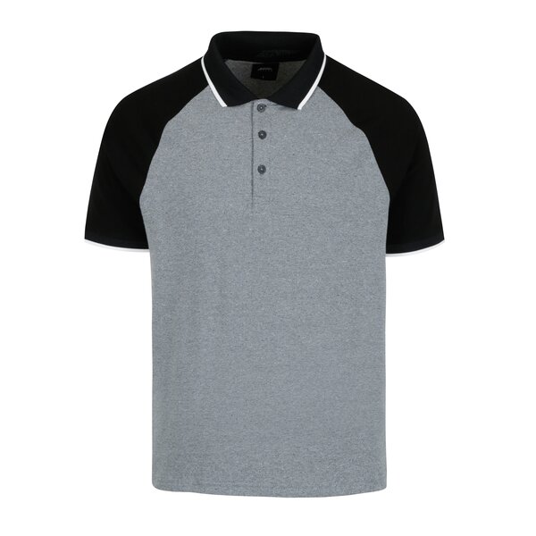 Tricou polo cu maneci raglan gri & negru - Burton Menswear London