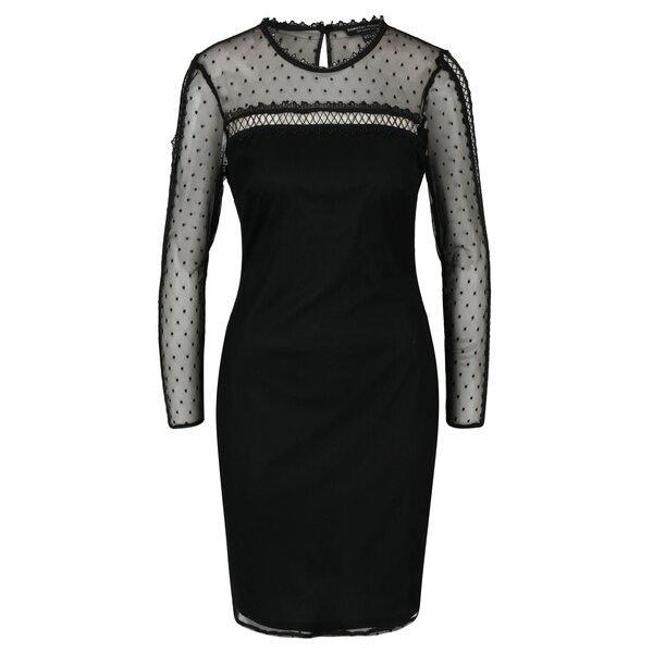 Rochie neagra cu maneci si partea de sus transparenta Dorothy Perkins