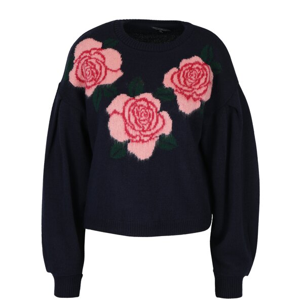 Pulover bleumarin cu trandafiri - Miss Selfridge