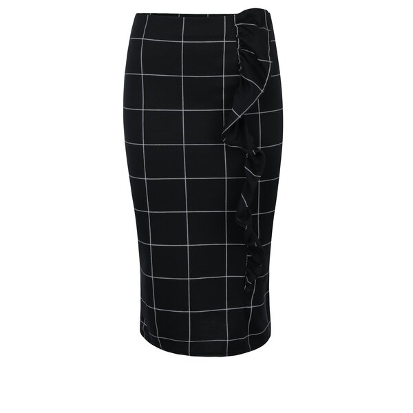 Fusta neagra cu volane si print geometric Dorothy Perkins