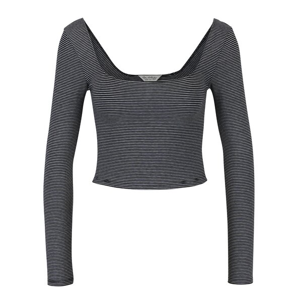 Bluza crop cu maneci lungi si dungi alb & negru - Miss Selfridge