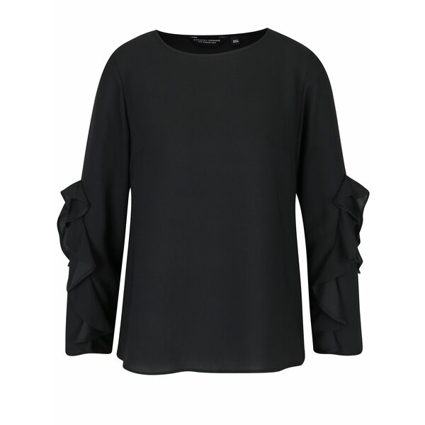 Bluza neagra cu maneci cu volane Dorothy Perkins