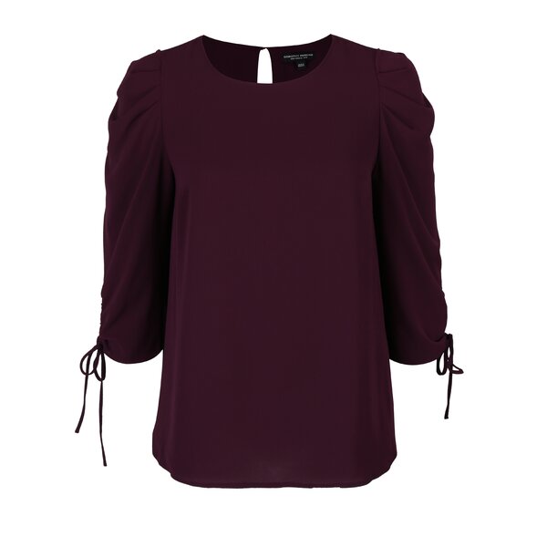 Bluza bordo cu sireturi la maneci Dorothy Perkins Curve