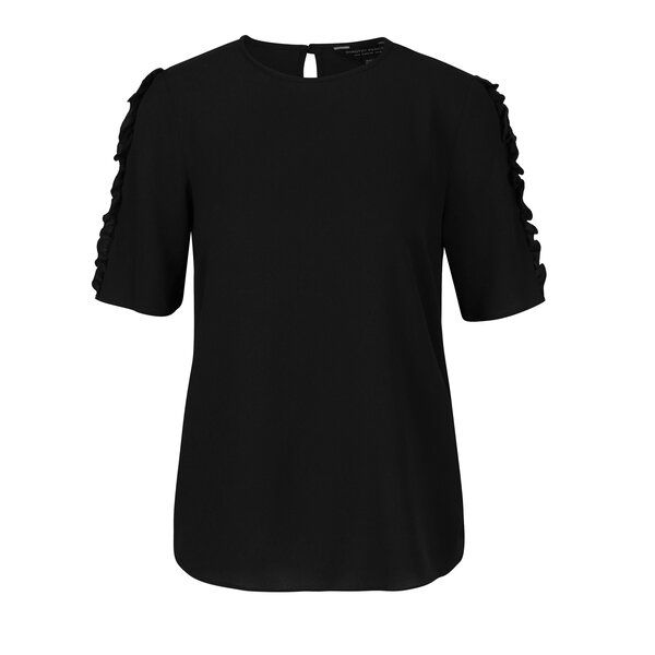 Bluza neagra cu volane pe maneci Dorothy Perkins