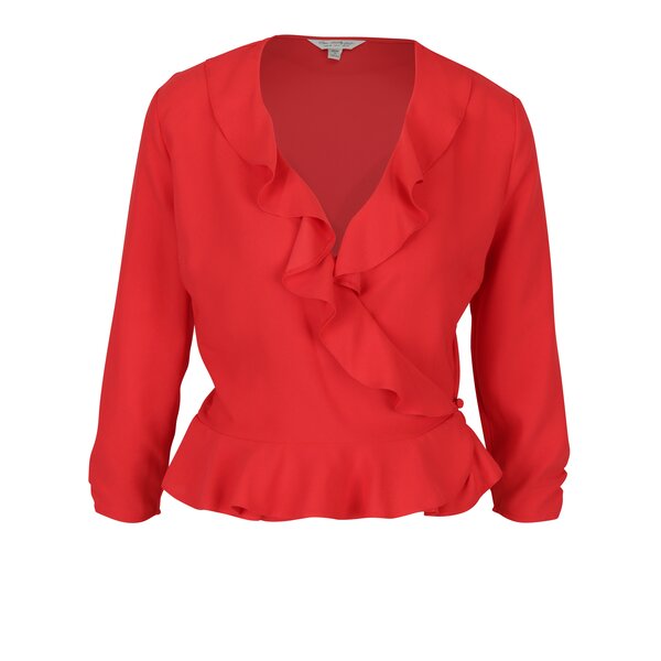 Bluza rosie cu volane si aspect vintage- Miss Selfridge