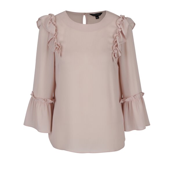 Bluza roz cu volane la umeri si maneci Dorothy Perkins