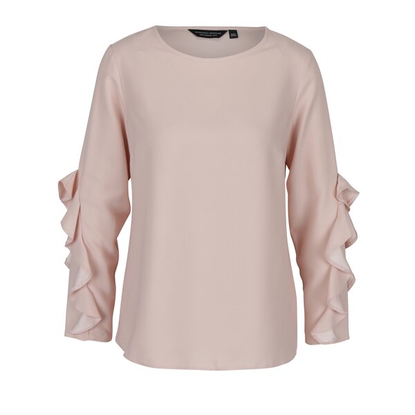 Bluza roz cu maneci cu volane Dorothy Perkins