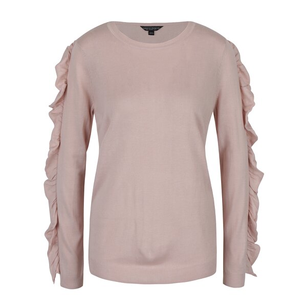Pulover roz cu volane pe maneci Dorothy Perkins