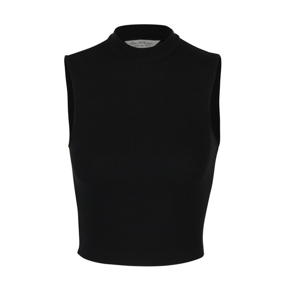 Crop top negru din material reiat - Miss Selfridge