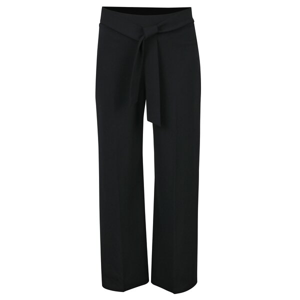 Pantaloni culottes negri cu talie inalta si funda - Miss Selfridge Petites