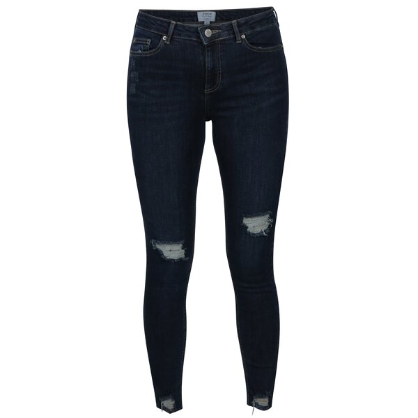 Blugi super skinny albastri cu aspect uzat - Miss Selfridge