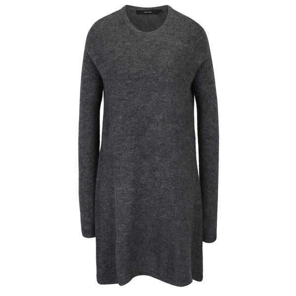 Rochie pulover gri inchis melanj din amestec de lana alpaca VERO MODA Ginger