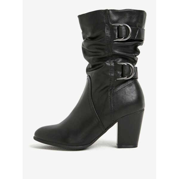 Cizme negre cu toc si catarame Dorothy Perkins