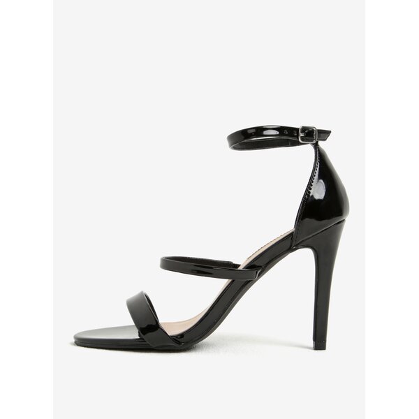 Sandale negre glossy cu toc Dorothy Perkins