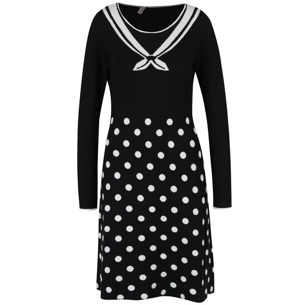Rochie pulover negru & alb cu model Blutsgeschwister