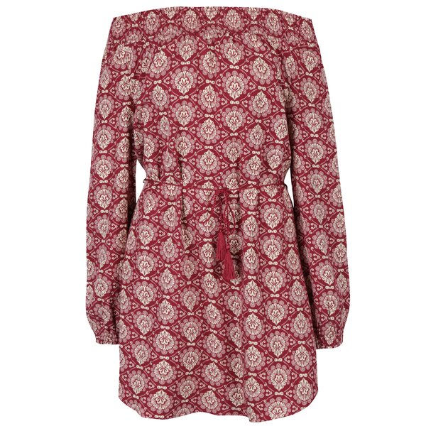 Rochie bordo & crem cu umerii goi Blutsgeschwister