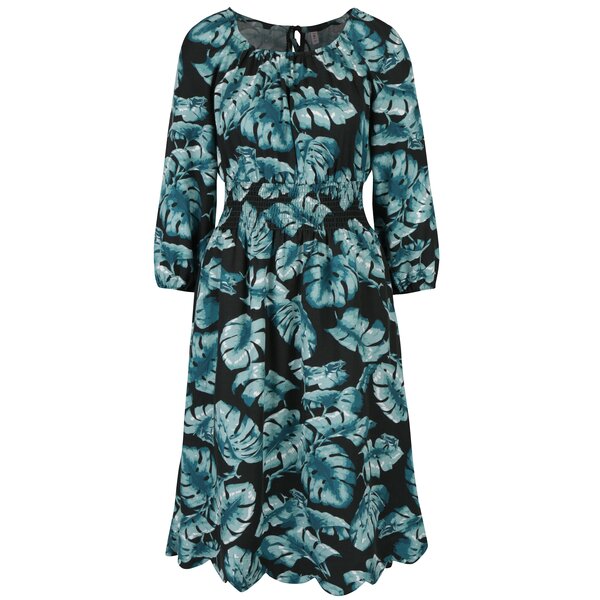 Rochie negru & verde cu print si maneci 3/4 Blutsgeschwister