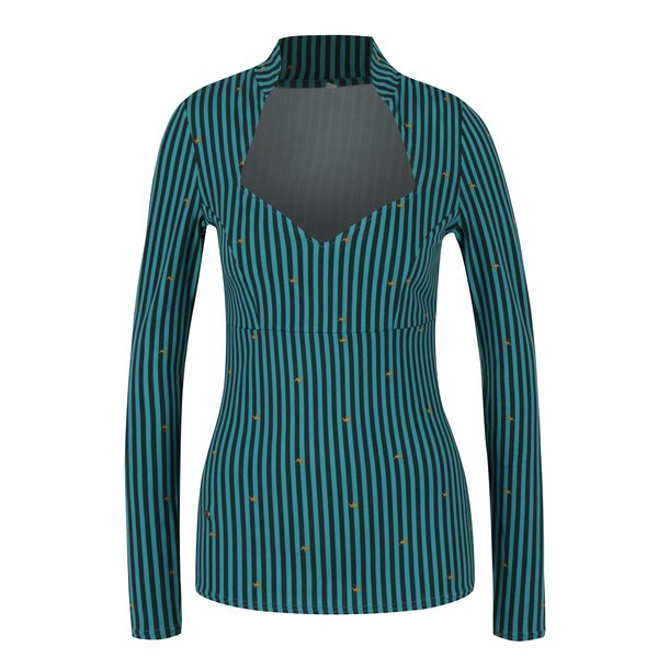 Bluza turcoaz & negru cu print Blutsgeschwister