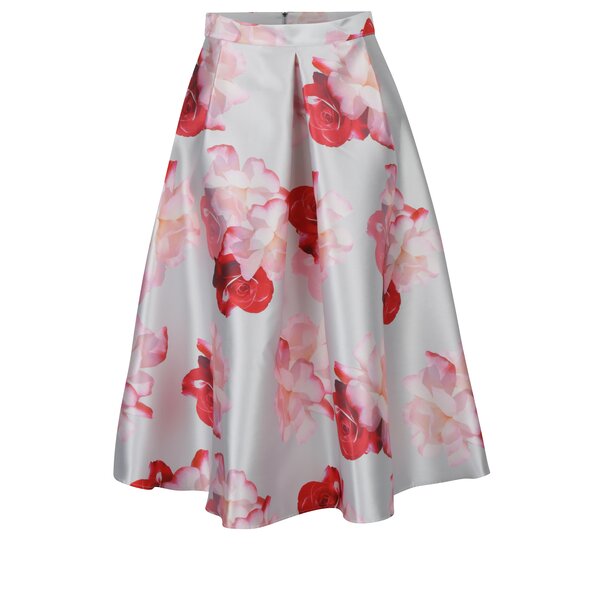 Fusta crem deschis cu print foral Dorothy Perkins